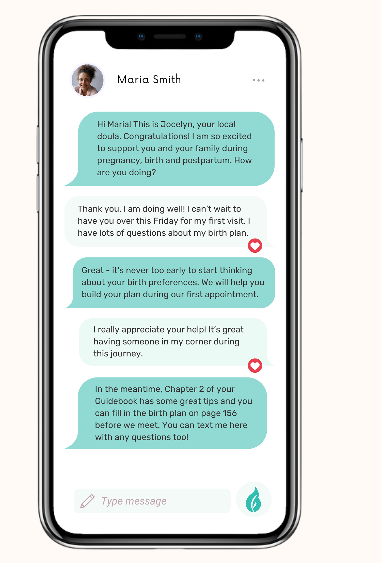 Flourish Care App Texting Screen